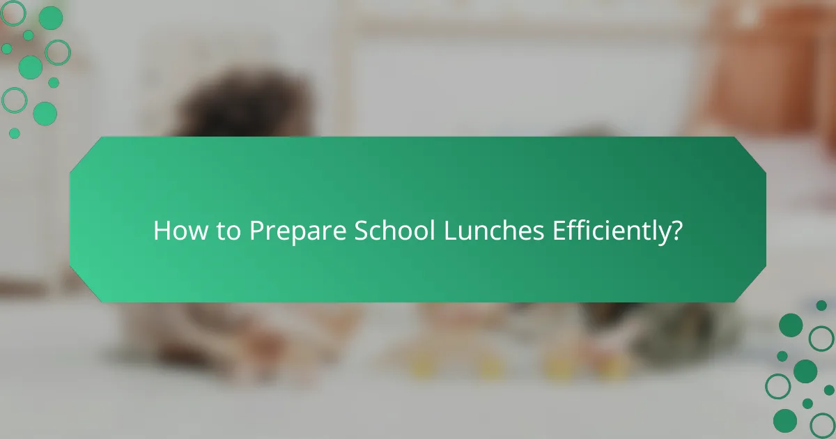 How to Prepare School Lunches Efficiently?